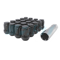 Lug Nut | 6 Spline Truck 1.38" | Full Set with Key | Black