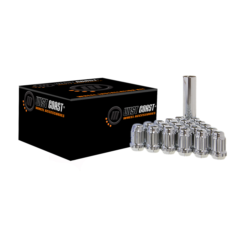 Wheel Install Kit (5-Lug) Spline Drive 1.38″ Closed End 12x1.5 – Chrome