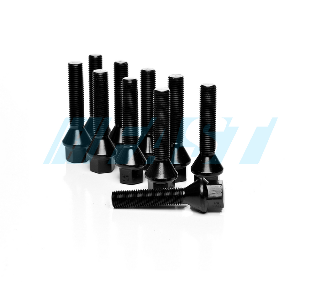 Lug Bolts | Conical Seat 17mm Hex | 10 Piece Set | Black