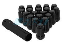 Lug Nut | 6 Spline Car 1.38" | Full Set with Key | Black